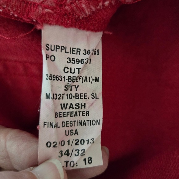 Denim & Supply Ralph Lauren Distressed Red Slim Fit Jeans Mens 34x32 Edgy Biker - Picture 6 of 8